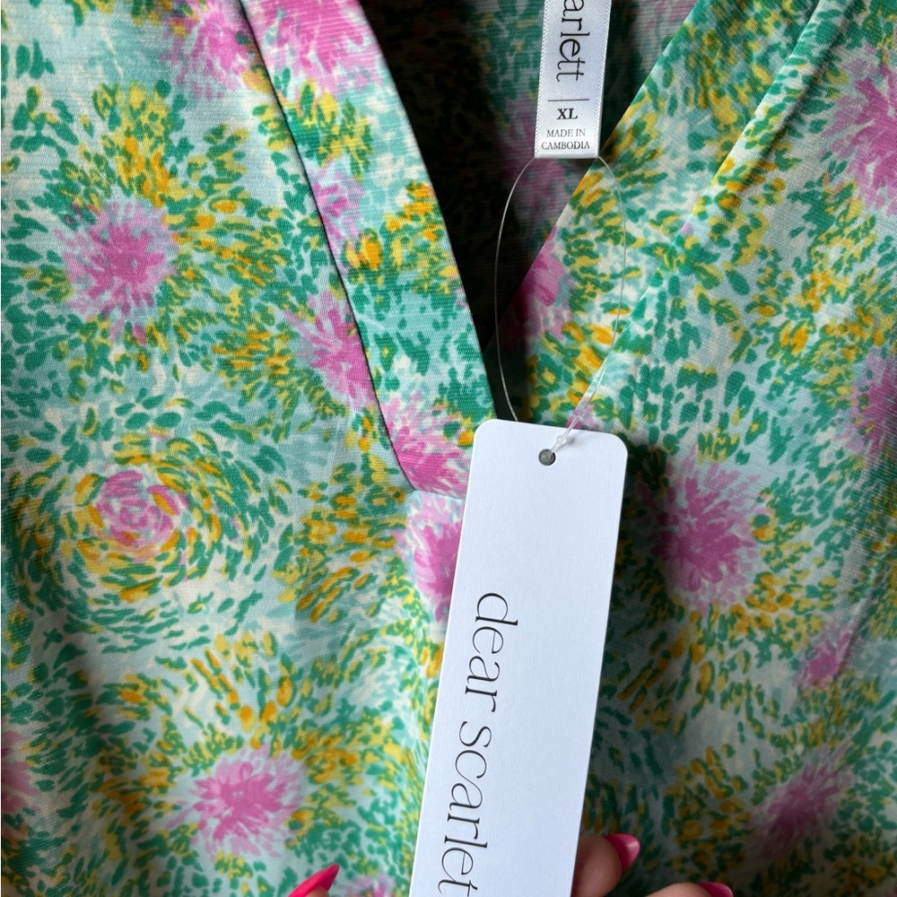 Dear Scarlet Floral Tank Top - Pink and Green